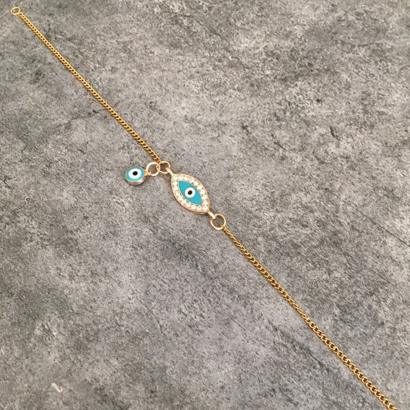 Evil Eye 🧿 Anklet Stainless Steel Gold Plated 🧿 - Picture 3 of 7